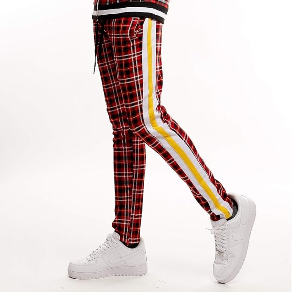 Mens Athletic Hip Hop Premium Slim Fit Track Pants Sweatpants w/ Side Taping 2XL